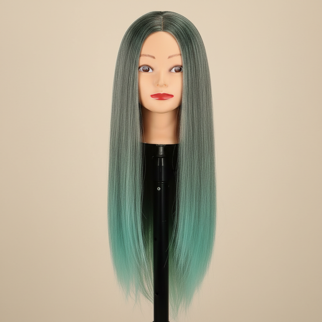 Hairdressing Doll Mannequin Head With Long Synthetic Fiber Hair 70Cm For Hairstyles Colorful Brading Dummy Doll Training Head