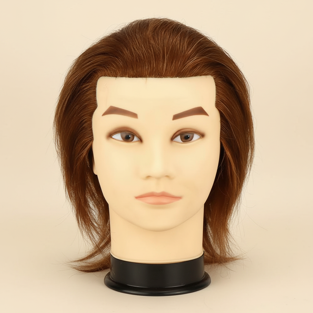 Simnient Male Mannequin Head With 100% Real Human Hair For Practice Hairdresser Cosmetology Training Doll Head For Hair Styling
