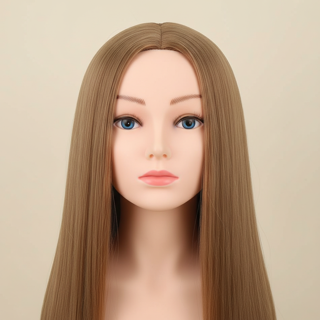New Arrival Female 3D Blue Eye Blonde Gold Human Hair Mix Synthetic Professional Hot Curl Training Styling Head Mannequin Doll