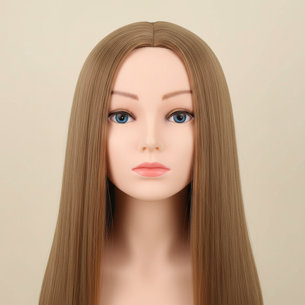 New Arrival Female 3D Blue Eye Blonde Gold Human Hair Mix Synthetic Professional Hot Curl Training Styling Head Mannequin Doll