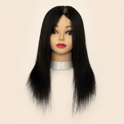 100% Human Hair Mannequin Head Natural Black Color Practice Training Model For Hairdresser Professional Can Be Ironed MUXI IDO