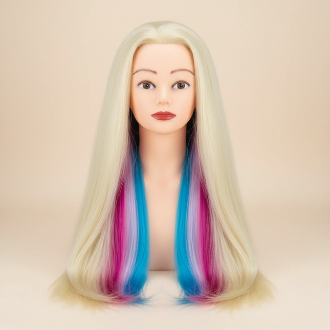 Simnient 70cm Colourful Synthetic Hair For Dolls Tress Mannequin Head For Hairstyles Hairdressing Braiding Training Dummy Doll