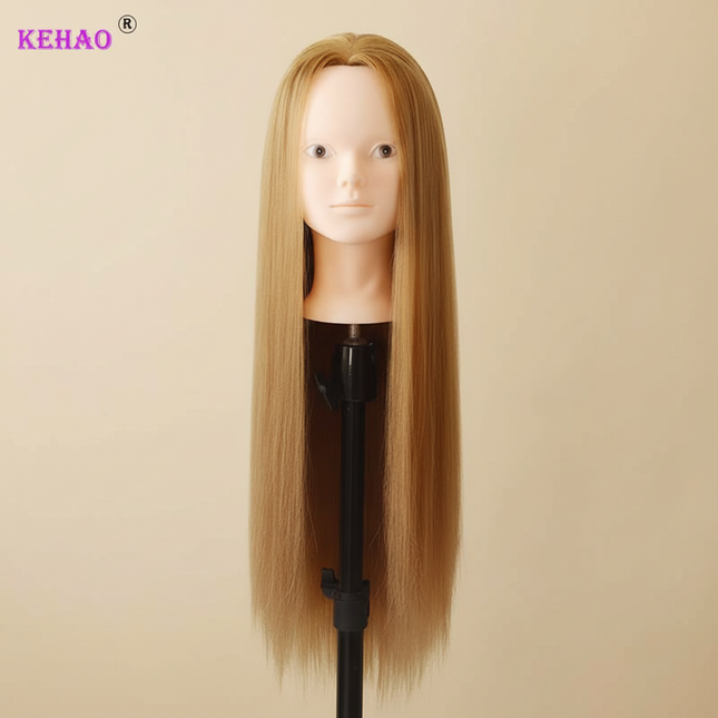 Training Head Kit For Hairstyles Mannequin Head With 100% Synthetic Hair Dressing Head Doll  With Clamp Wig Stand Tripod