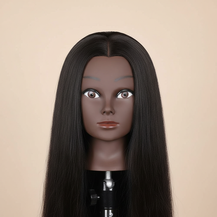 Afro Mannequin Heads With 100%Real Hair With Adjustable Tripod Hairdressing Dolls Training Head For Practice Styling Braiding