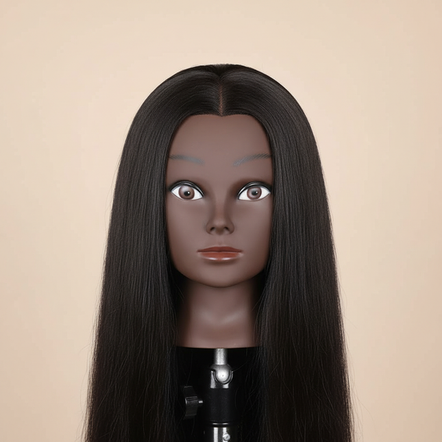 Afro Mannequin Heads With 100%Real Hair With Adjustable Tripod Hairdressing Dolls Training Head For Practice Styling Braiding