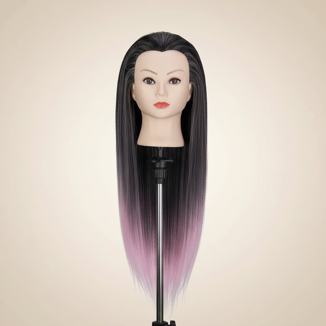NEVERLAND Training Heads Kit for Hairdressers Synthetic Fibre Hair Styling Head Mannequin Doll Head for Children Practice Hair