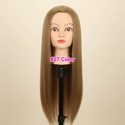 Long Synthetic Fiber Hair Mannequin Head With Free Clamp Stand Hairdresser Training Manikin Cosmetology Doll Head For DIY Braid
