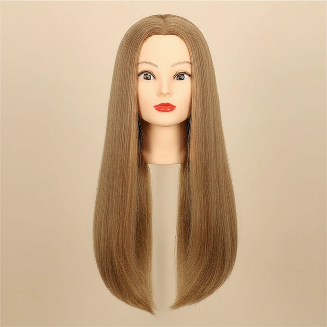 100% Real Human Hair Mannequin Head 22” Cosmetology Doll Head to Practice Hairstyles Manikin Head And Individual Tripod Stand