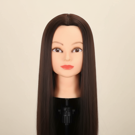 Synthetic Fiber Hair Mannequin Head with Adjustable Stand For Hairstyling Practice Hairdressing Manikin Cosmetology Doll Head