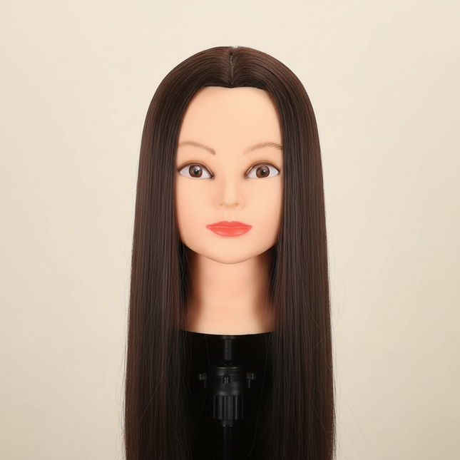 Synthetic Fiber Hair Mannequin Head with Adjustable Stand For Hairstyling Practice Hairdressing Manikin Cosmetology Doll Head