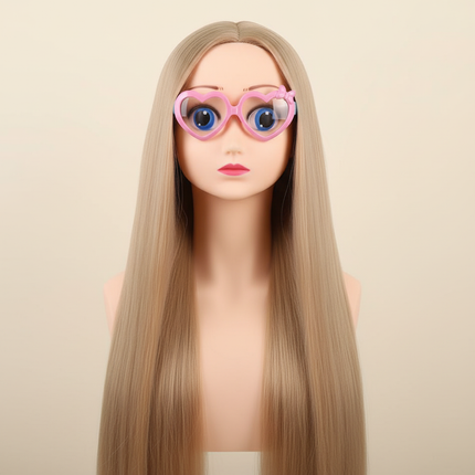 Mannequin Head Model With Long Synthetic Hair, Manikin Head Styling Hairdresser Training Head, Doll Head for Braiding Practice