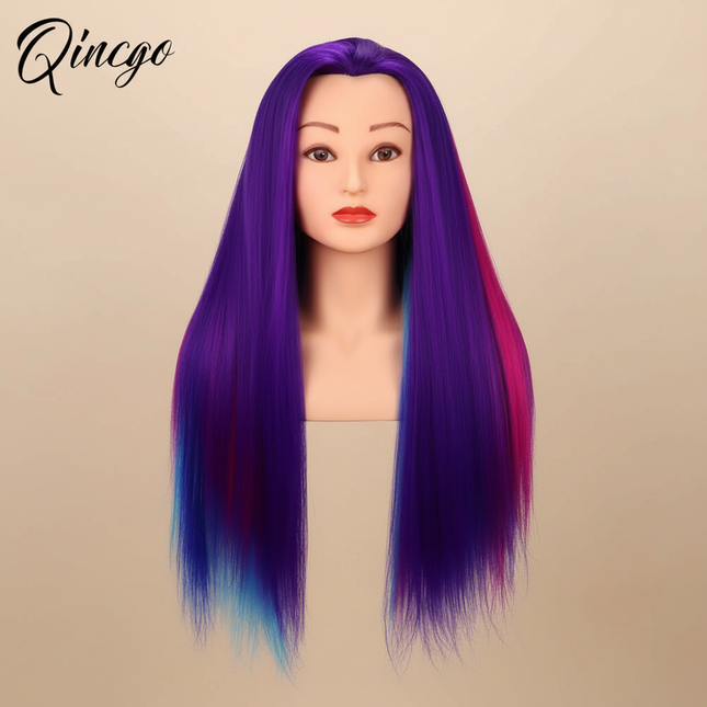 New Mannequin Head With Synthetic Hair 24'' Styling Makeup Training Head Manikin Cosmetology Hairdressing Dolls Head With Stand
