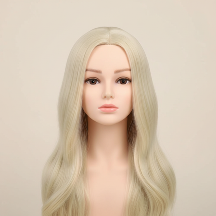 Mannequin Wig Head With Synthetic Hair With Adjustable Wig Stand Holder Manikin Head Styling Hairdresser Training Head Doll Head