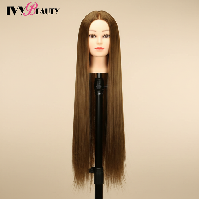 75-80cm Synthetic Hair Mannequin Dolls Head For Hair Training Styling Female Hairdressing Mannequin Head With Hair Braiding Prac