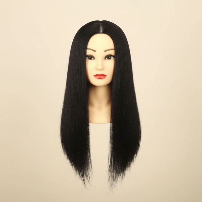 100% Real Human Hair Mannequin Head 22” Cosmetology Doll Head to Practice Hairstyles Manikin Head And Individual Tripod Stand