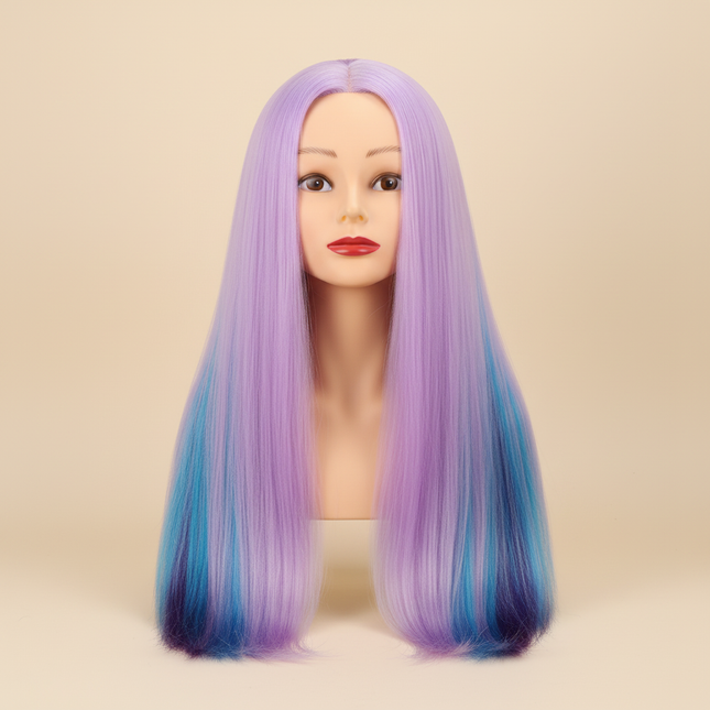 Mannequin Heads For Hairstyles 29Inch Hairdressing Head Rainbow Synthetic Hair Mannequin Dolls Head For Hairdresser Styling Prac