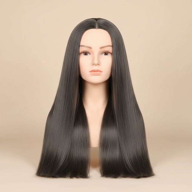 2pcs No makeup Mannequin Head Hair Styling Training Manikin Cosmetology Doll Head Synthetic Fiber Hair and stand