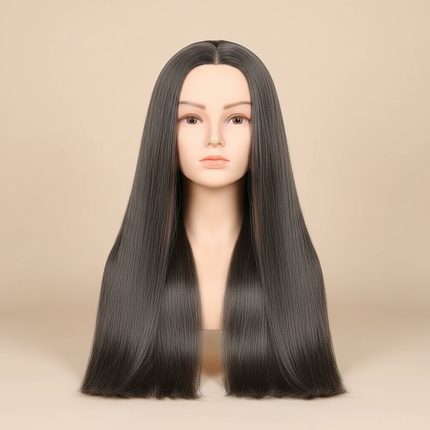2pcs No makeup Mannequin Head Hair Styling Training Manikin Cosmetology Doll Head Synthetic Fiber Hair and stand