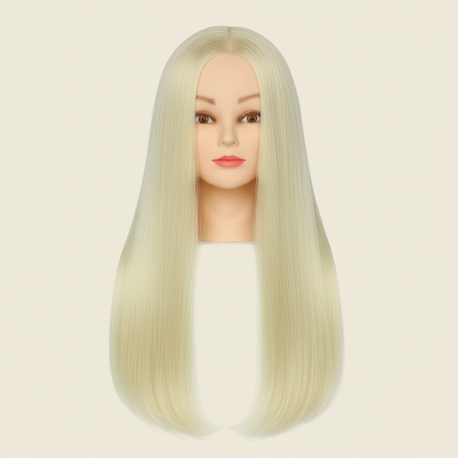 Mannequin Head 100% Synthetic Hair Hairdresser Training Head With Stand Manikin Cosmetology Doll Head For Braiding Styling