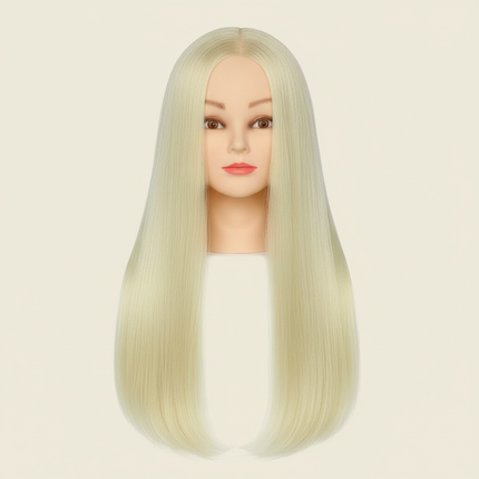 Mannequin Head 100% Synthetic Hair Hairdresser Training Head With Stand Manikin Cosmetology Doll Head For Braiding Styling