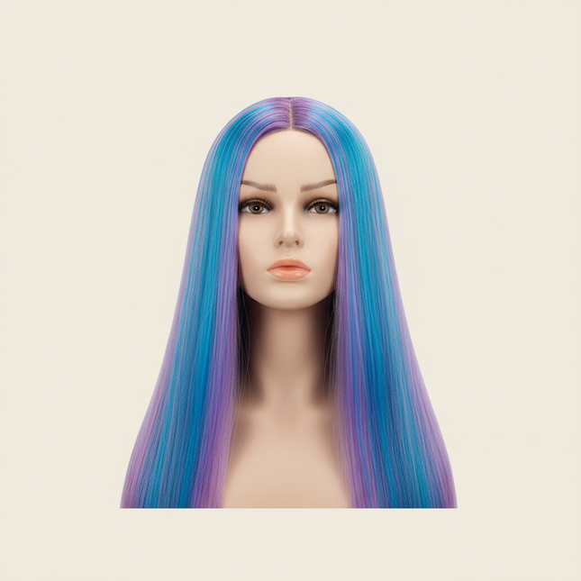 Hairdressing Doll Mannequin Head With Long Synthetic Fiber Hair 70Cm For Hairstyles Colorful Brading Dummy Doll Training Head