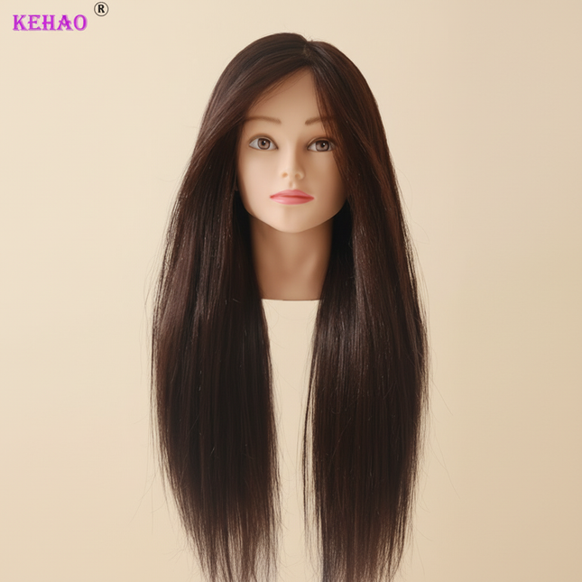 85%Real Hair Doll Head For Hairstyle Professional Training Head Kit Mannequin Head Styling To Practice Hot Curl Iron Straighten