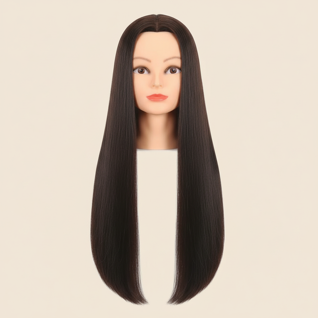 Long Synthetic Fiber Hair Mannequin Head With Free Clamp Stand Hairdresser Training Manikin Cosmetology Doll Head For DIY Braid