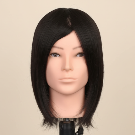 100% Human Hair Male Mannequin Head With Hair Beard Practice Manikin Hairdresser Cosmetology Training Doll Head For Hair Styling