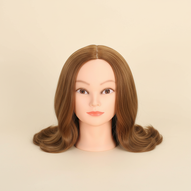 100% Real Human Hair Mannequin Head 22-24” Cosmetology Doll Head to Practice Hairstyles Manikin Head And Individual Tripod Stand