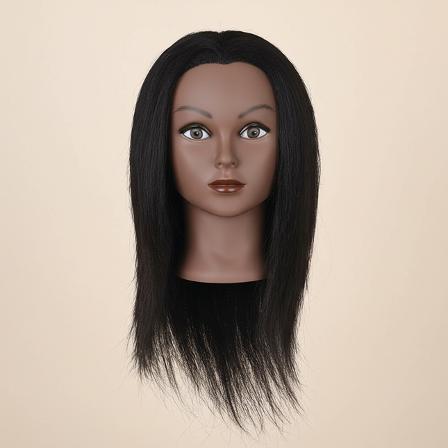 Afro Mannequin Heads With 100% Real Hair With Adjustable Tripod Hairdressing Dolls Training Head For Practice Styling Braiding
