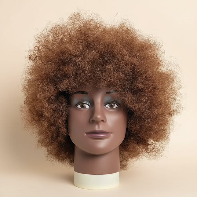 Afro Mannequin Head with 100% Human Hair 10" Golden, Cosmetology Training Head for Braiding, Styling, Dyeing, and Cutting