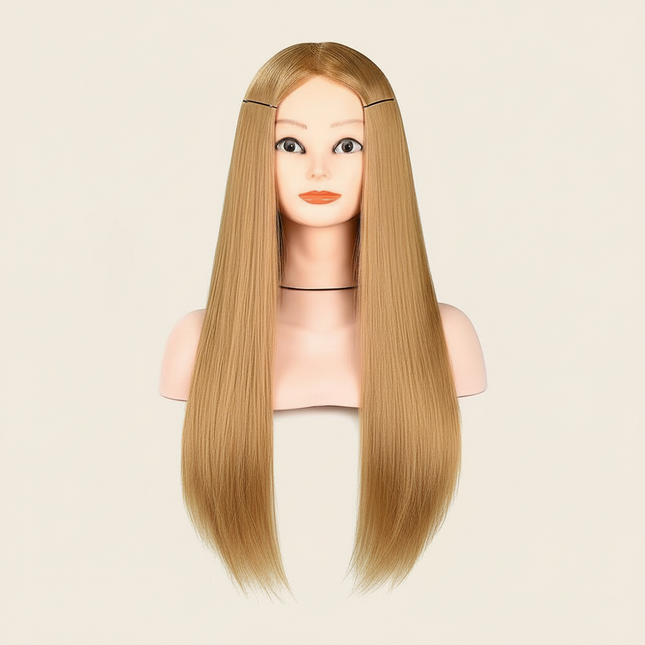 Mannequin Head 100% Synthetic Hair Hairdresser Training Head  Manikin Cosmetology Doll Head For Braiding Styling
