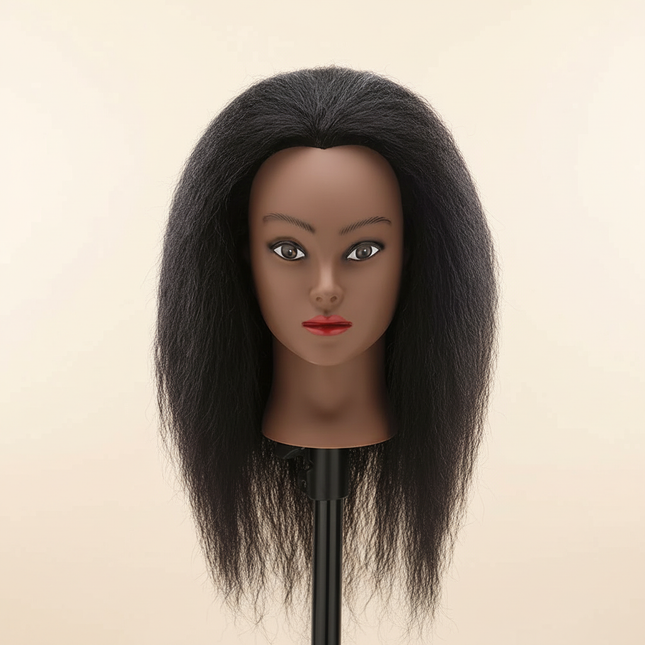 Simnient 16 Inch Mannequin Head 100% Real Human Hair for Cosmetology Manikin Doll Head Hairdresser Hairstylist Training Practice