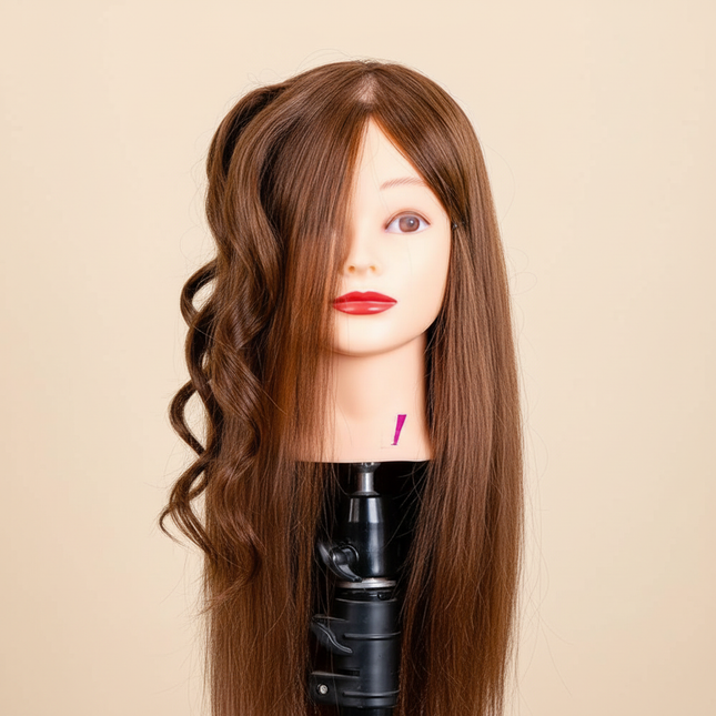 Professional Hairdresser Mannequin Head 18inch 100% Human Hair Styling Training Head Cosmetology Manikin Doll Head Clamp Stand