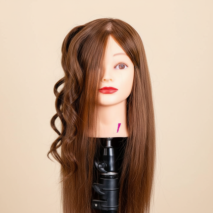 Professional Hairdresser Mannequin Head 18inch 100% Human Hair Styling Training Head Cosmetology Manikin Doll Head Clamp Stand