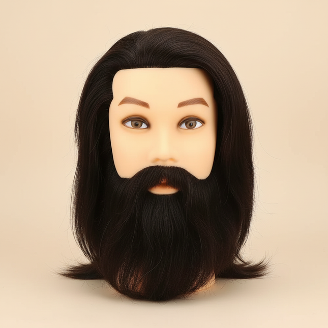 Simnient Male Mannequin Head With 100% Real Human Hair For Practice Hairdresser Cosmetology Training Doll Head For Hair Styling