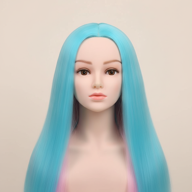 Mannequin Wig Head With Synthetic Hair With Adjustable Wig Stand Holder Manikin Head Styling Hairdresser Training Head Doll Head
