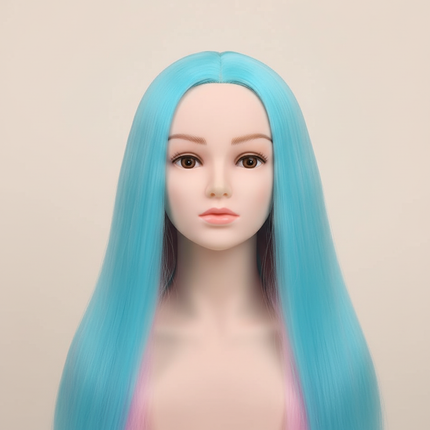 Mannequin Wig Head With Synthetic Hair With Adjustable Wig Stand Holder Manikin Head Styling Hairdresser Training Head Doll Head