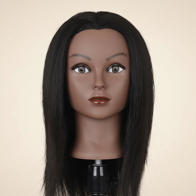Afro Mannequin Heads With 100%Real Hair With Adjustable Tripod Hairdressing Dolls Training Head For Practice Styling Braiding