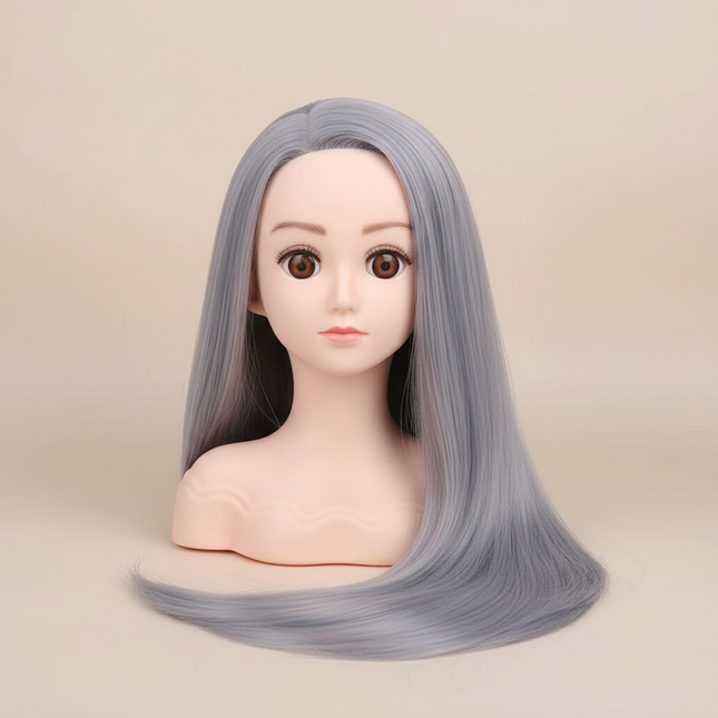 Wig Head With Hair Small Mannequin Head For Beginner Hair Styling Pvc Doll Head For Hairdresser Practice Styling With Head Stand
