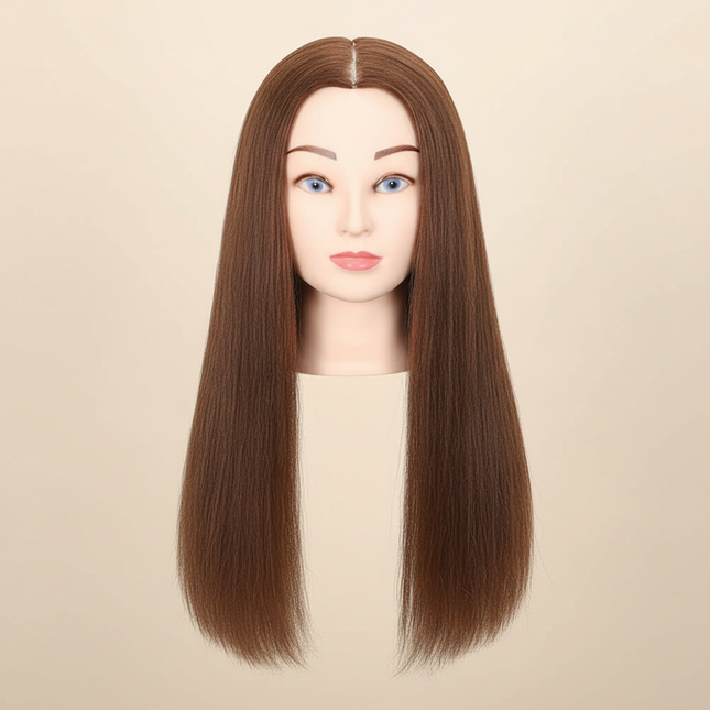 100% Real Human Hair Mannequin Head 22” Cosmetology Doll Head to Practice Hairstyles Manikin Head And Individual Tripod Stand