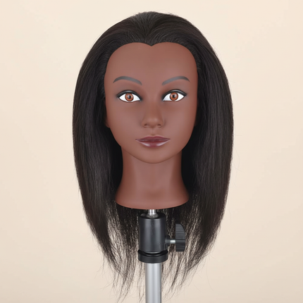 Afro Mannequin Heads With 100% Real Hair With Adjustable Tripod Hairdressing Dolls Training Head For Practice Styling Braiding