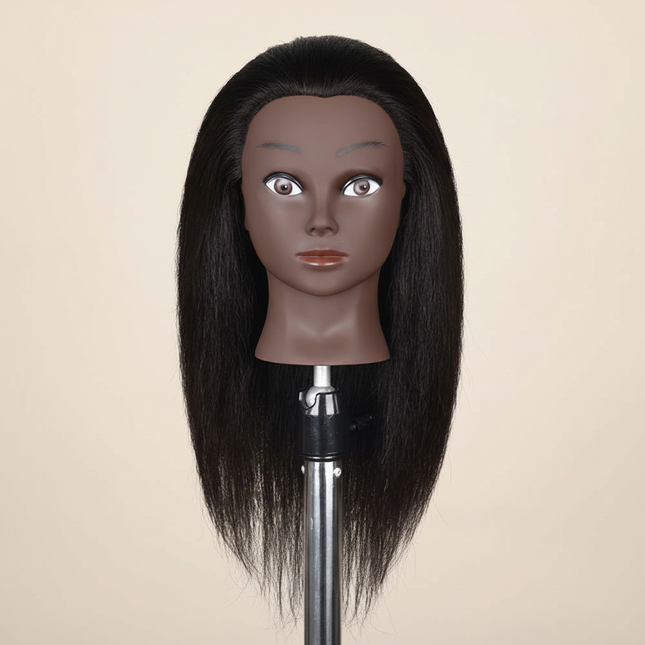 Afro Mannequin Heads With 100% Real Hair With Adjustable Tripod Hairdressing Dolls Training Head For Practice Styling Braiding