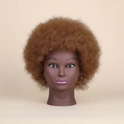 Afro Mannequin Head 8inches 100% Human Hair Traininghead Styling Head Braid Hair Dolls Head for Practicing Cornrows and Braids