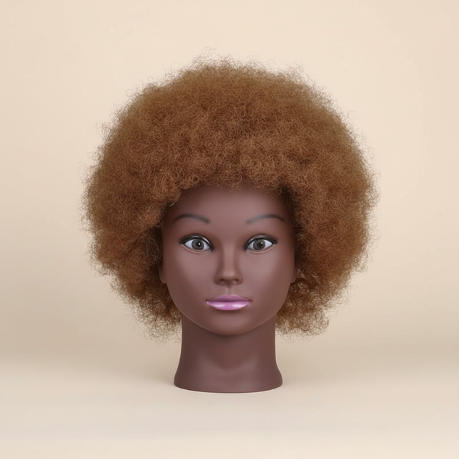 Afro Mannequin Head 8inches 100% Human Hair Traininghead Styling Head Braid Hair Dolls Head for Practicing Cornrows and Braids