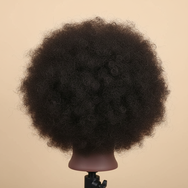 Afro Mannequin Heads With 100%Real Hair With Adjustable Tripod Hairdressing Dolls Training Head For Practice Styling Braiding - gallery 1