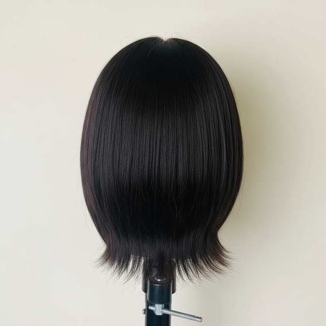 Black Short Hair Mannequin Head 100% Real Human Hair Training Doll for Hair Styling Cosmetology Manikin - gallery 1