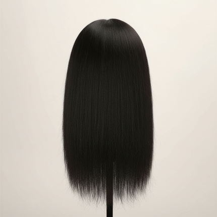 100% Mannequin Head Human Hair, 16" Human Hair Manikin Doll Head for Hairdresser Practice Braiding And Individual Tripod Stand - gallery 1