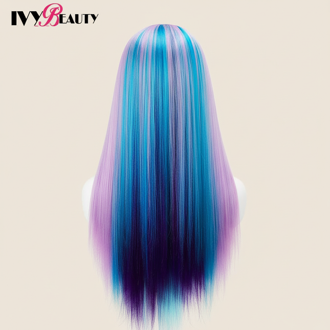 Hairdressing Doll Mannequin Head With Long Synthetic Fiber Hair 70Cm For Hairstyles Colorful Brading Dummy Doll Training Head - gallery 1