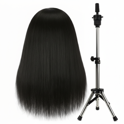 African Mannequin Head 100%Real Hair Hairdresser Training Head With Tripod Manikin Cosmetology Doll Head For Braiding Styling - gallery 1